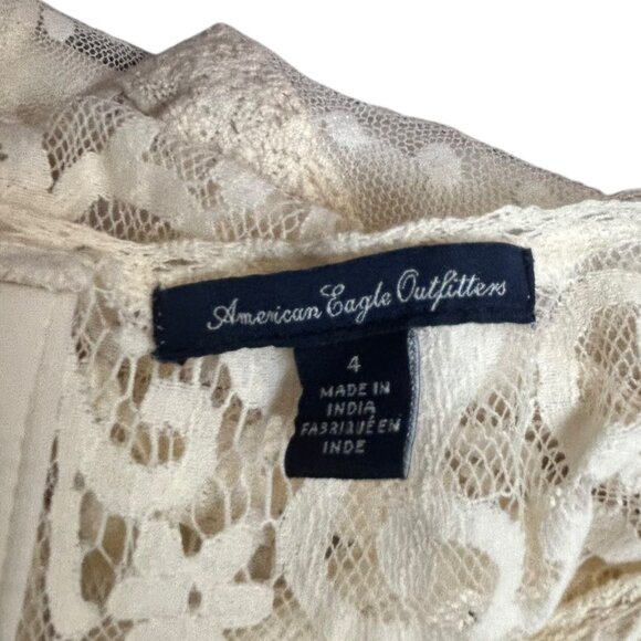 American Eagle Outfitters Off White Lined Lace Dress Size 4 - Picture 6 of 7